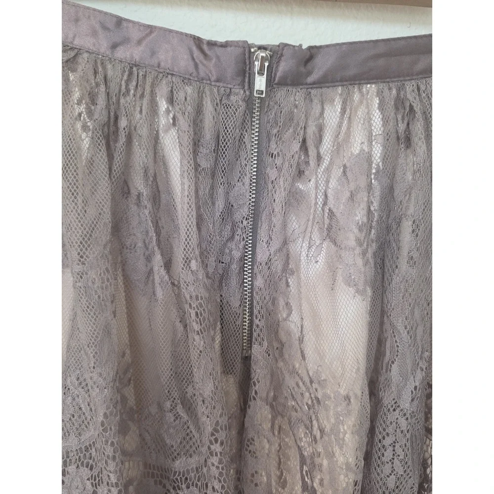 Divided H&M Size 6 Grey Lace Satin Mini Skirt Womens Short Princess Coquette